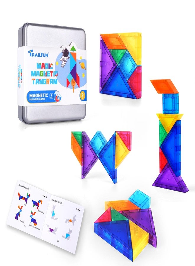 TrailFun Magnetic Tangrams,Magnet Blocks STEM Montessori Toys for Kids, Educational Travel Activity Toddler - Image 1